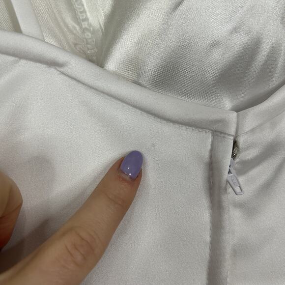 Morilee Satin Tulle Mini Dress Womens 4 White Fit & Flare Bridal Cocktail Formal - Picture 7 of 15